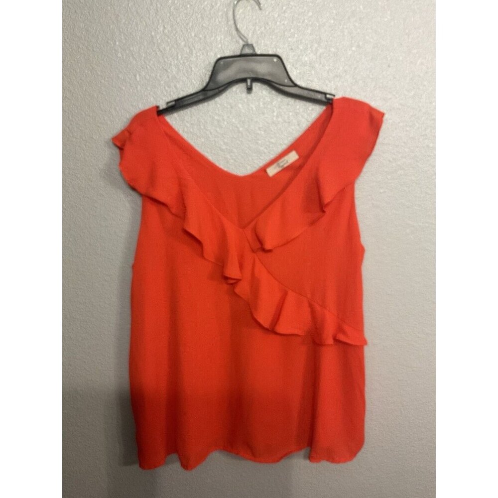 Beacon Apparel Orange Flowy Sleeveless Blouse New Size Large
